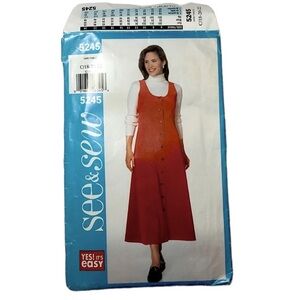 1997 button down dress pattern sizes 18-20-22